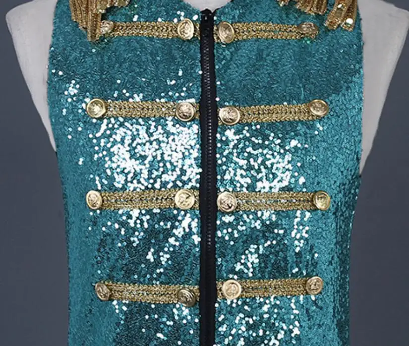 

Nightclub new fit sequins vest costumes 2019 men bar DJ fit slim casual vest stage performance waistcoat shower dress !