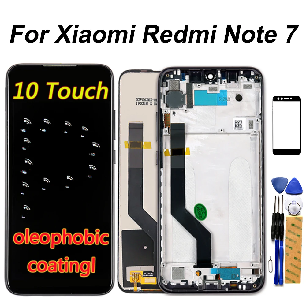 ЖК-дисплей для Xiaomi Redmi Note 7 lcd кодирующий преобразователь сенсорного экрана в сборе 10 сенсорный для Redmi Note7 Pro/Note7 Запасная часть