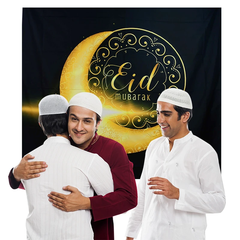 Eid Mubarak Hanging Mat Tapestry Bedspread Wall Hanging Beach Moon Star Blanket Islamic Kareem Party Favor