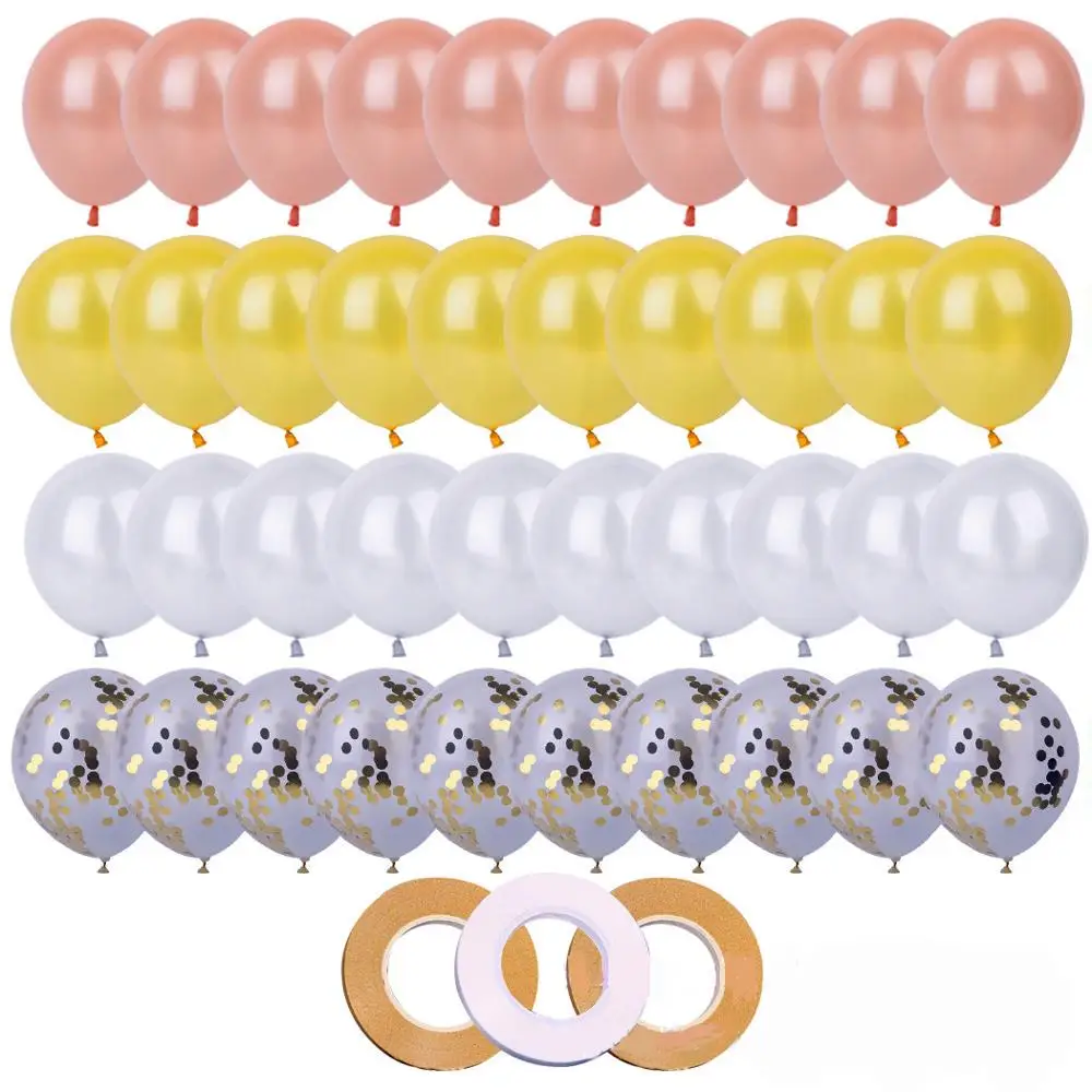 

43 шт./лот, вечерние украшения на день рождения, розовое золото, латексные конфетти, блёстки, воздушные шары, Декор, Свадебные вечерние товары ...