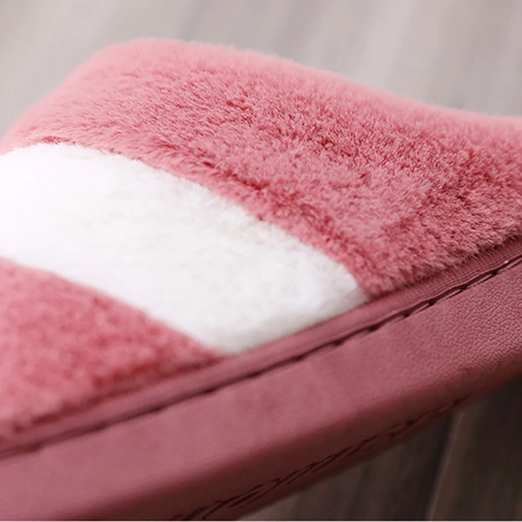 

Slippers Women 2020 Womens Stripes Slippers Winter Shoes Colorblock Home Slipper Plush Women Indoor Soft Cotton Shoes