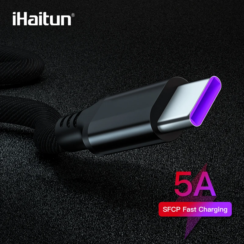 Фото iHaitun 5A USB кабель провод для зарядки Type C быстрая зарядка телефона Xiaomi Mi 7 8 9 9T SE A2 Redmi
