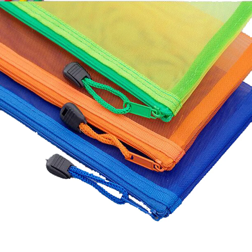 XRHYY 23.5 x 11.5 CM Waterproof Plastic Double Layer Zipper File Bags Invoice Pouches Bill Bag Pencil Pouch Pen Bag( 8 Color