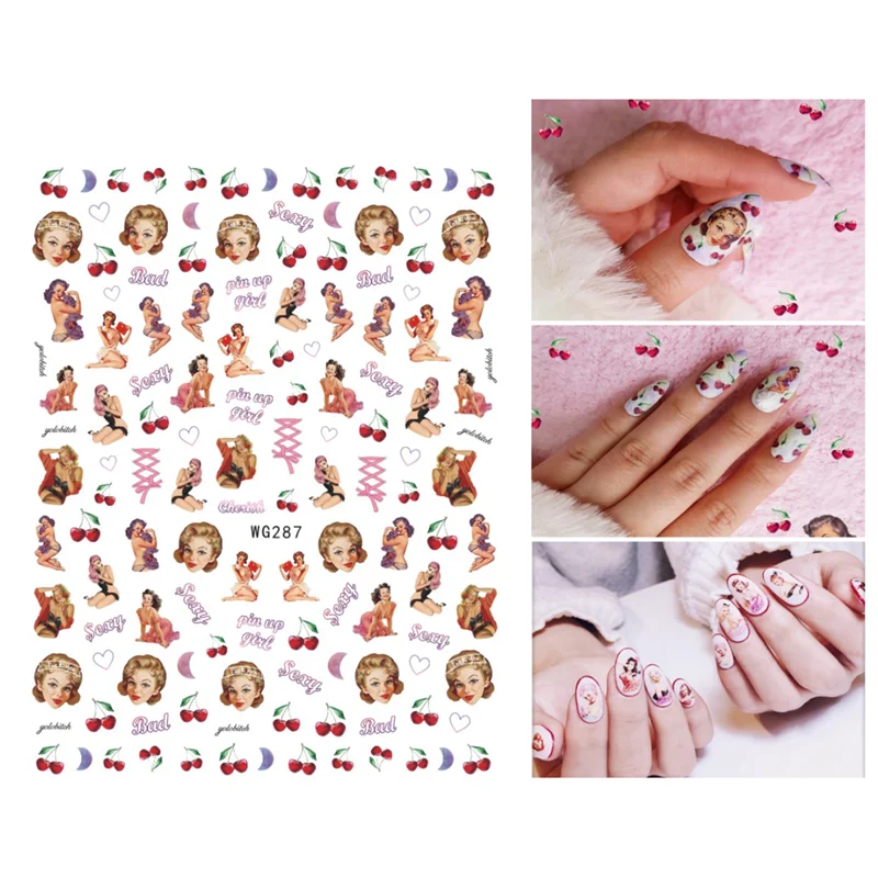 

10PCS anime character avatar love starfish seashell nail art sticker cherry peach nail art decal English alphabet set