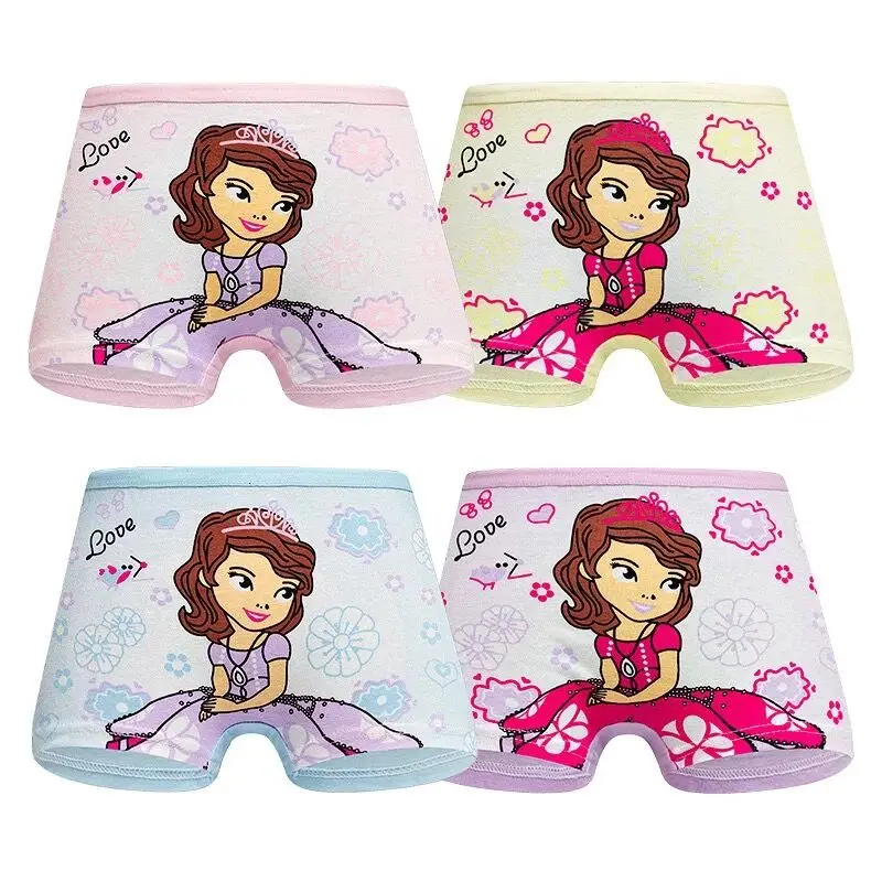4 шт. хлопковые трусики для девочек детское нижнее белье с героями мультфильмов