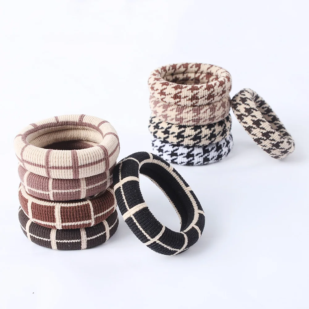 

5PCS Knited Lattice Elastic Hair Bands Hair Ties Scrunchies Women Girls 5CM Ponytail Rubber Bands Headbands Hair Accessories Set