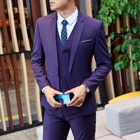 mens leisure suit three piece set 2020 new style solid color suit for men korean slim fit groom costume homme mariage suit