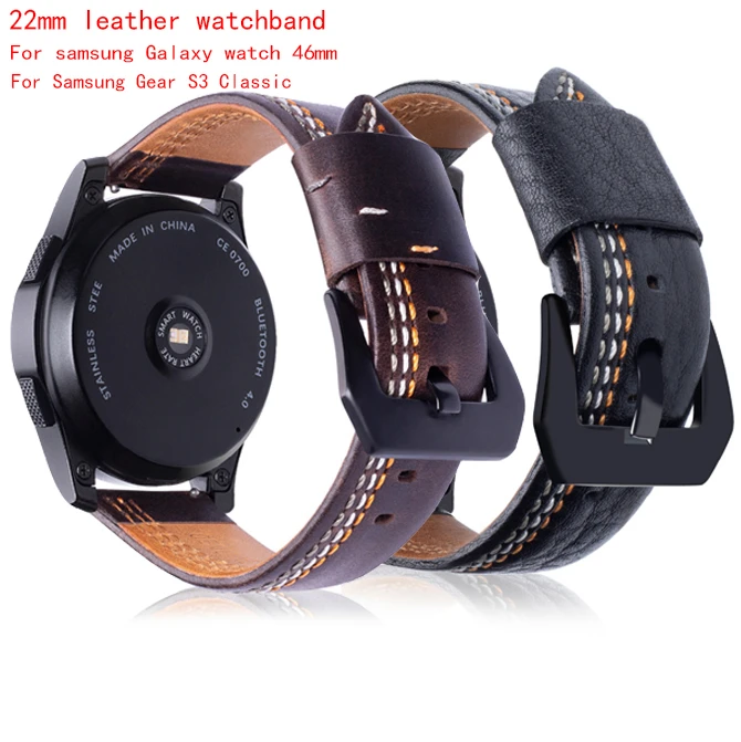 

Ремешок для часов Samsung Gear S3 Classic Frontier galaxy watch 46 мм, кожаная Петля 22 мм pebble time ticwatch 1 huami amazfit