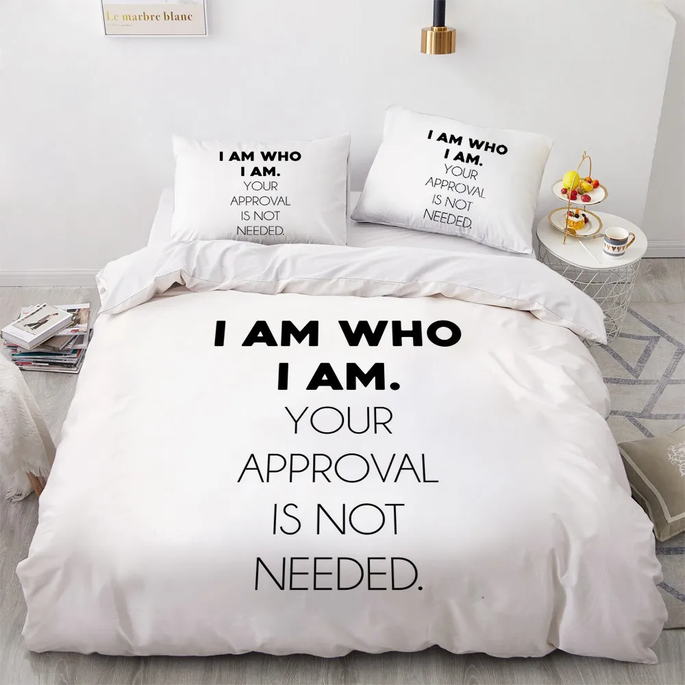 

Комплект постельного белья, с 3D принтом, с белыми буквами, одинарная и двойная двуспальная Подушка, пододеяльник, пододеяльник, Комплект пос...