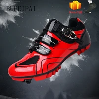 new mountain bike cycling shoes outdoor non slip mtb bicycle shoes self locking breathable bicycle cleat shoes sneakers men red