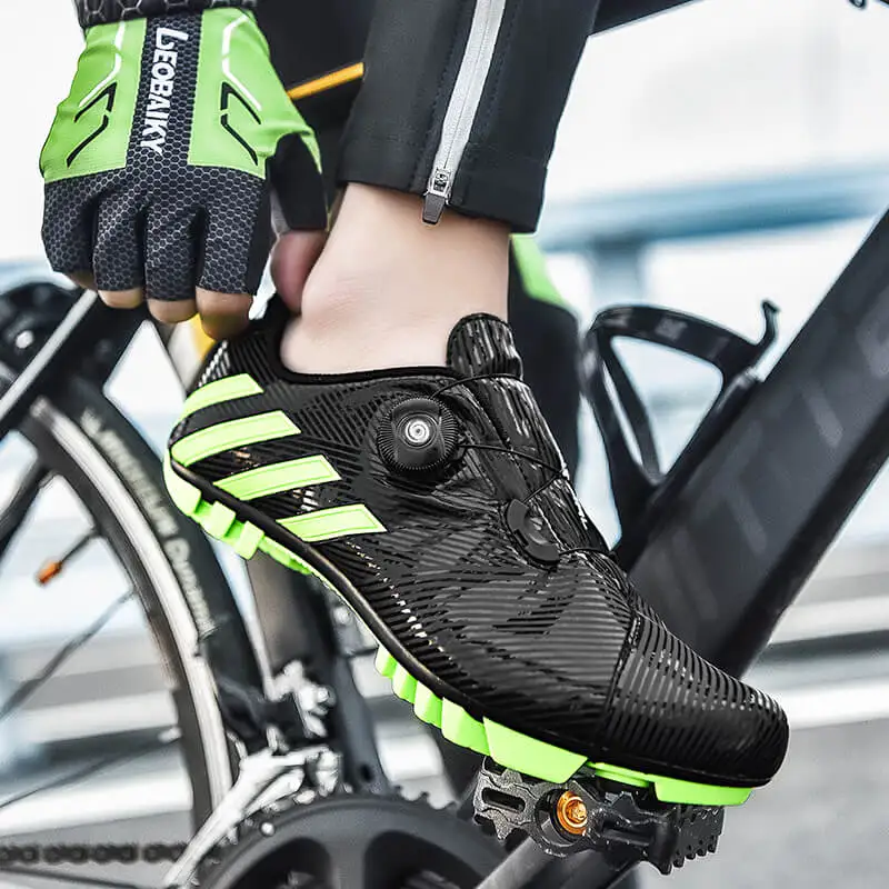 

New Style Men's Non-Slip Rotating Buckle Mountain Bike Shoes, Road Bike Shoes With Lock, Non-Locking Rubber Sole Cycling Shoes