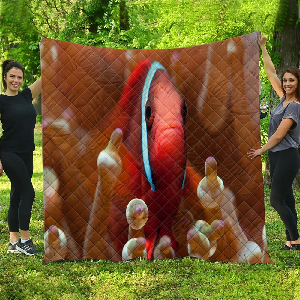 

Undersea Fish Printed Home Sofa Cover Quilt Queen Size Kids Adult Warm Blankets For Beds Soft Sofa Outdoor Camping Quilt