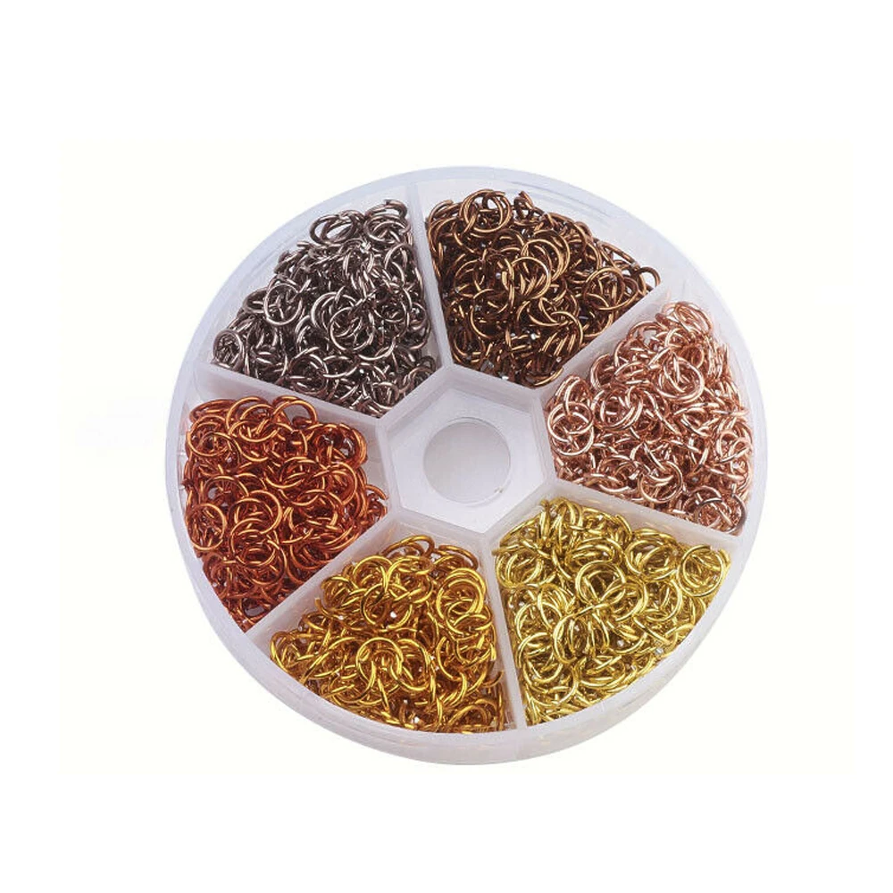 1080/коробка Алюминиевые кольца 6 мм смешанные цвета сплит соединители DIY ногтей Aet