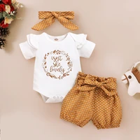 cute newborn baby girl clothes letter print bodysuits polka dot bow shorts baby clothes princess summer clothing infant outfit
