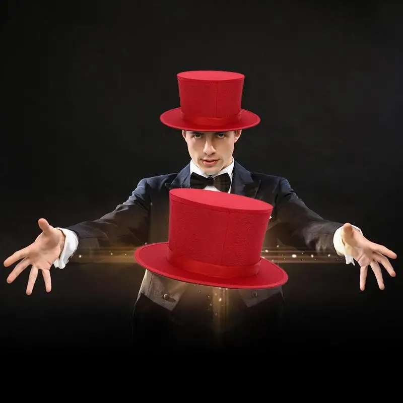 

Folding Hat Professional Magician Close-up Stage Hat Props Performance Folding Dark With Tricks Bag