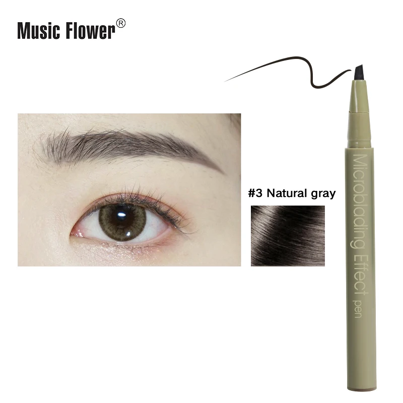 

Music flower eyebrow pencil soft hair brush New blade shape long lasting waterproof black liquid microblading eyebrow pen MU023