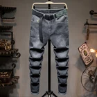 46 44 42 размера плюс мужские шаровары джинсы весна лето тонкие модные уличные стильные эластичные свободные повседневные джинсовые штаны брендовые брюки