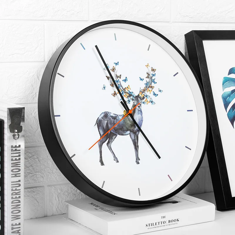 

Cartoon wall clock animal elk series personalized custom mute living room bedroom wall clock
