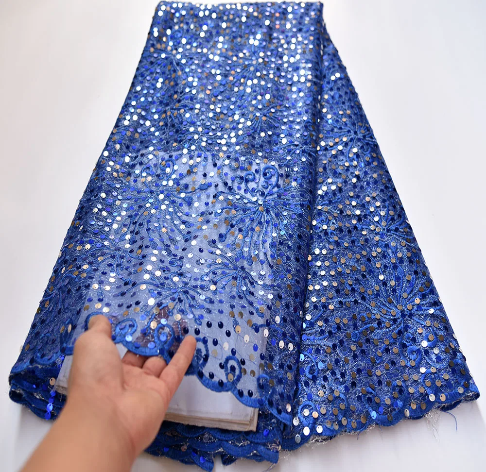 

African Sequins Lace Fabrics 2019 High Quality Lace Nigerian Tulle Lace Fabric Bride French Net Lace Fabric