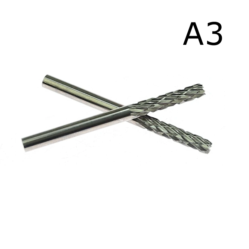 

2 шт., твердосплавные боры с хвостовиком 3 мм, вращающиеся напильники из вольфрамовой стали, вращающиеся электроинструменты