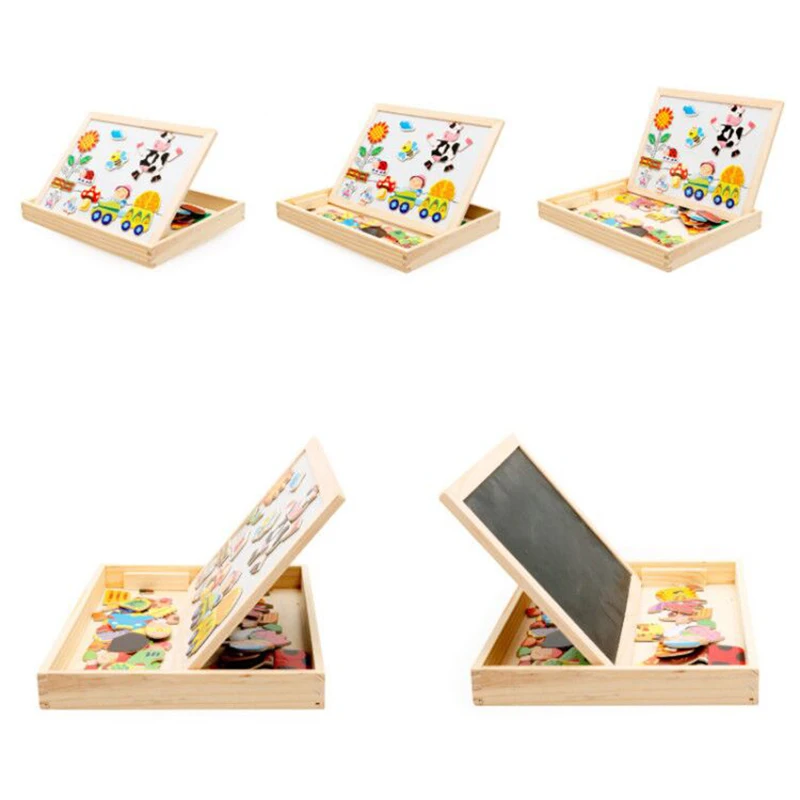Доска для рисования Магнитная с фермой 3D пазл двойным мольбертом детская