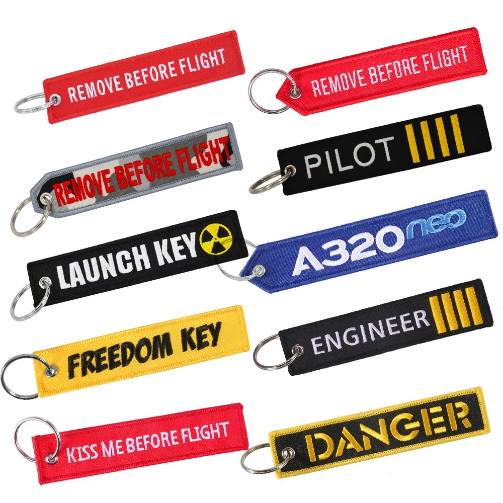 

REMOVE BEFORE FLIGHT Mobile Phone Straps Double-sided Embroidery Engineer Phone Key Chain for Aviation Phone Strap 50 PCS