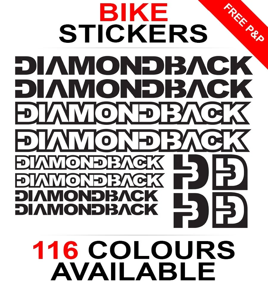 

For 1Set Diamondback decals stickers sheet (cycling, mtb, bmx, road, bike) die-cut Car Styling