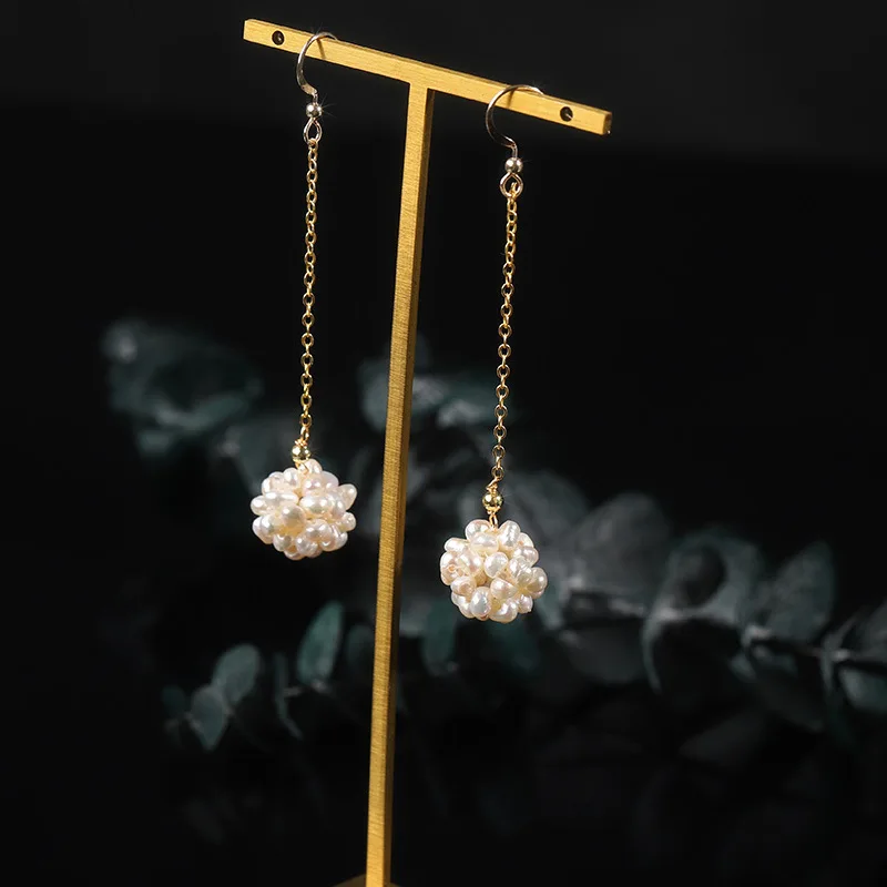 

20MM Natural pearl Baroque handmade ball earrings for women Drop Earrings