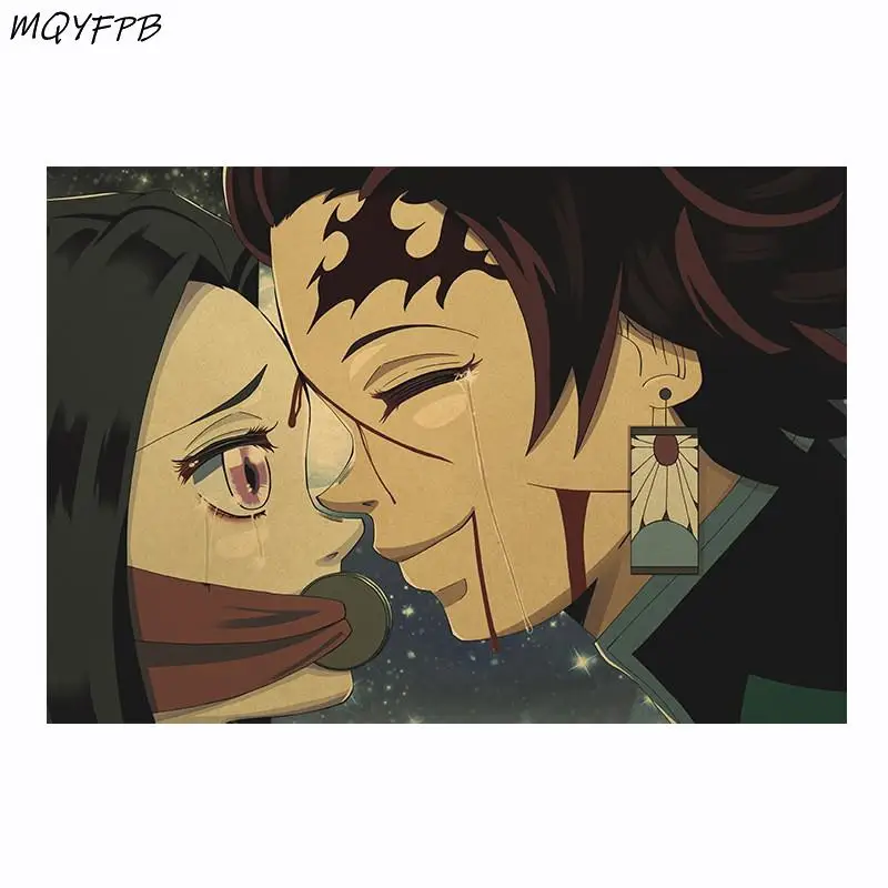 

Anime Demon Slayer Kamado Nezuko And Kamado Tanjirou Kraft Paper Poster Home Decoration Painting Wall Stickers