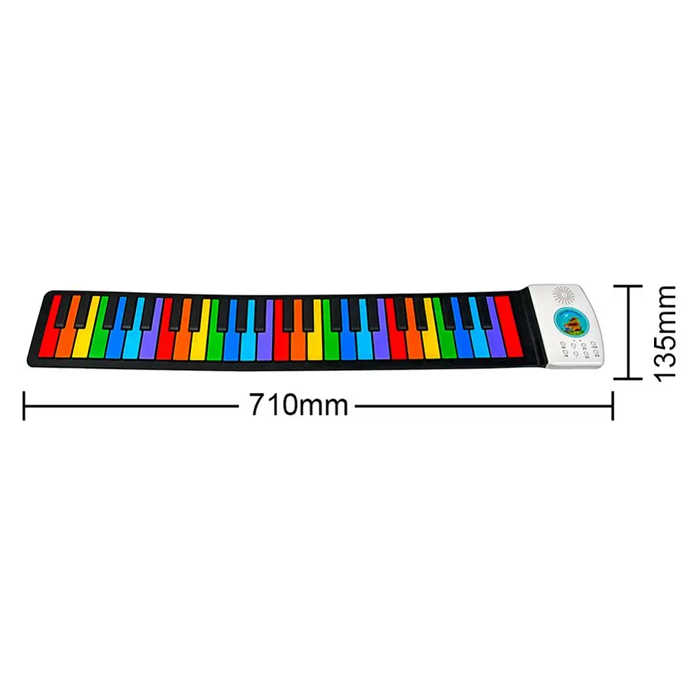 49 Keys Colorful 49/88 клавиш, сворачивающееся пианино, цифровое пианино, гибкая силиконовая складная электронная клавиатура для детей, студентов, музыкальный инструмент - Цвет: 49 Keys Colorful