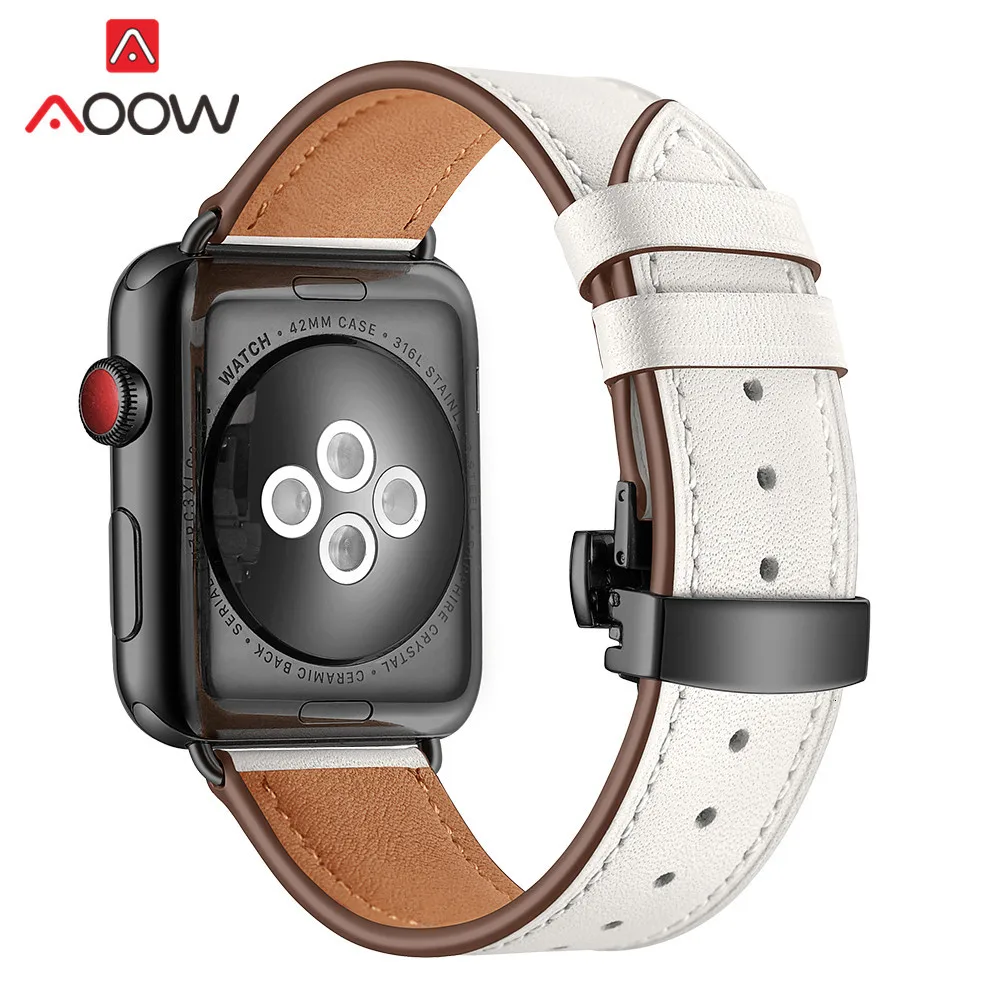 Ремешок для часов из натуральной коровьей кожи для Apple Watch 40 мм 44 мм 38 мм 42 мм 4 iwatch роскошный браслет из розового золота с бабочкой