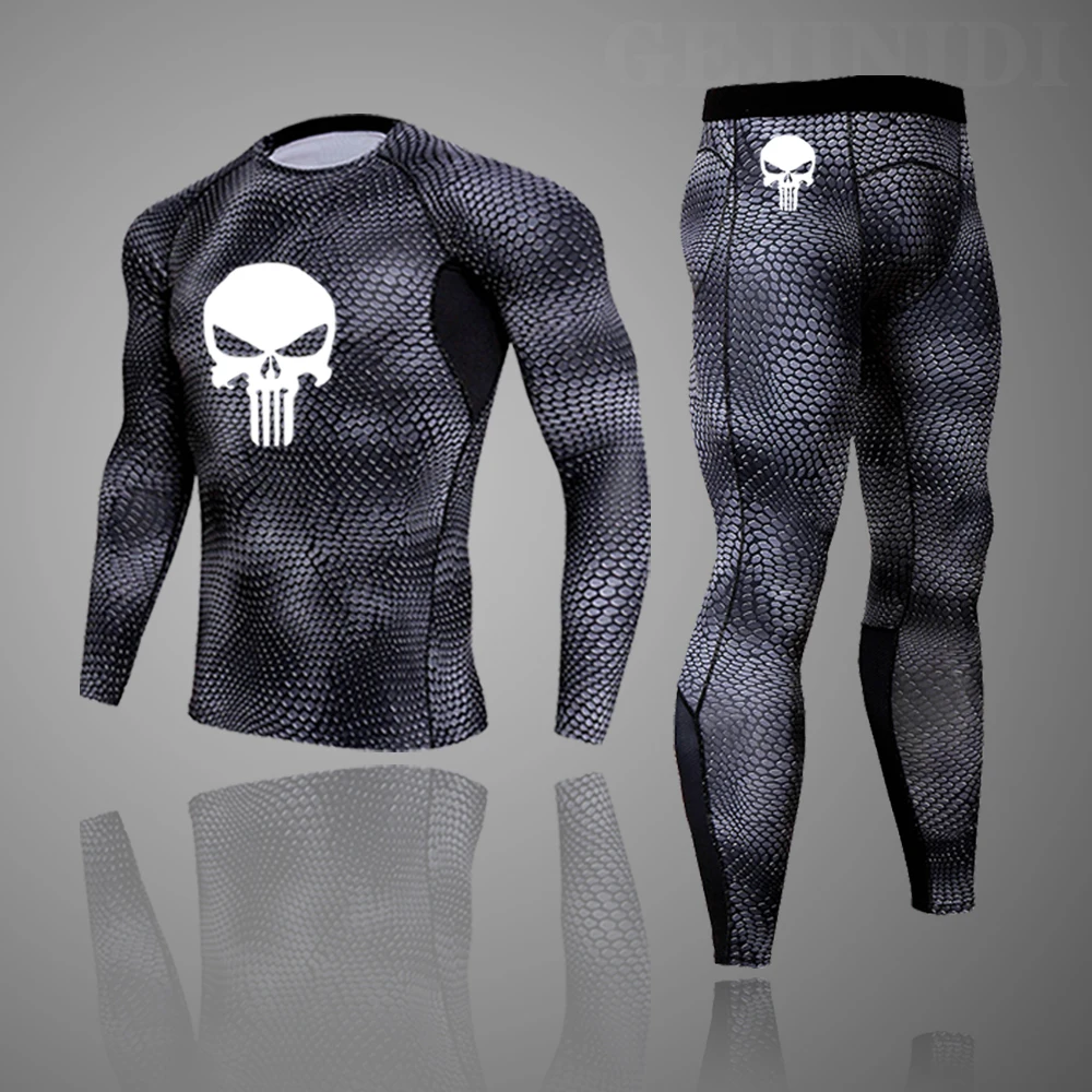 Men's Running Wear Gym Fitness Thermo Underwear 4xl Compression Comprehensive Training Set Male Quick-Drying Tights Tracksuit