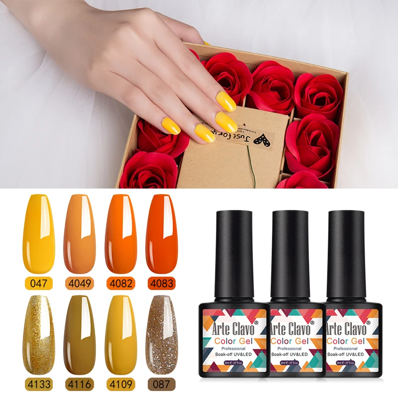 Arte Clavo Гель лак Блестящий телесный розовый цвет для маникюра Полупостоянный