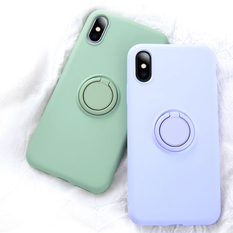 Мягкий силикон чехол для iPhone 7 8 6 6S Plus X XS S 11 Pro Max кронштейн телефона подставка