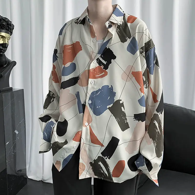 

Autumn and Summer Boys Flower Shirt Casual Versatile Long Sleeves Shirt Trendy Japanese Style Retro Thin Coat