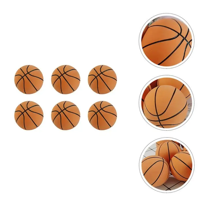 

1 Set 6Pcs Eco-friendly Rubber Basketball Toys Mini Basketball Kids Toys (Brown)