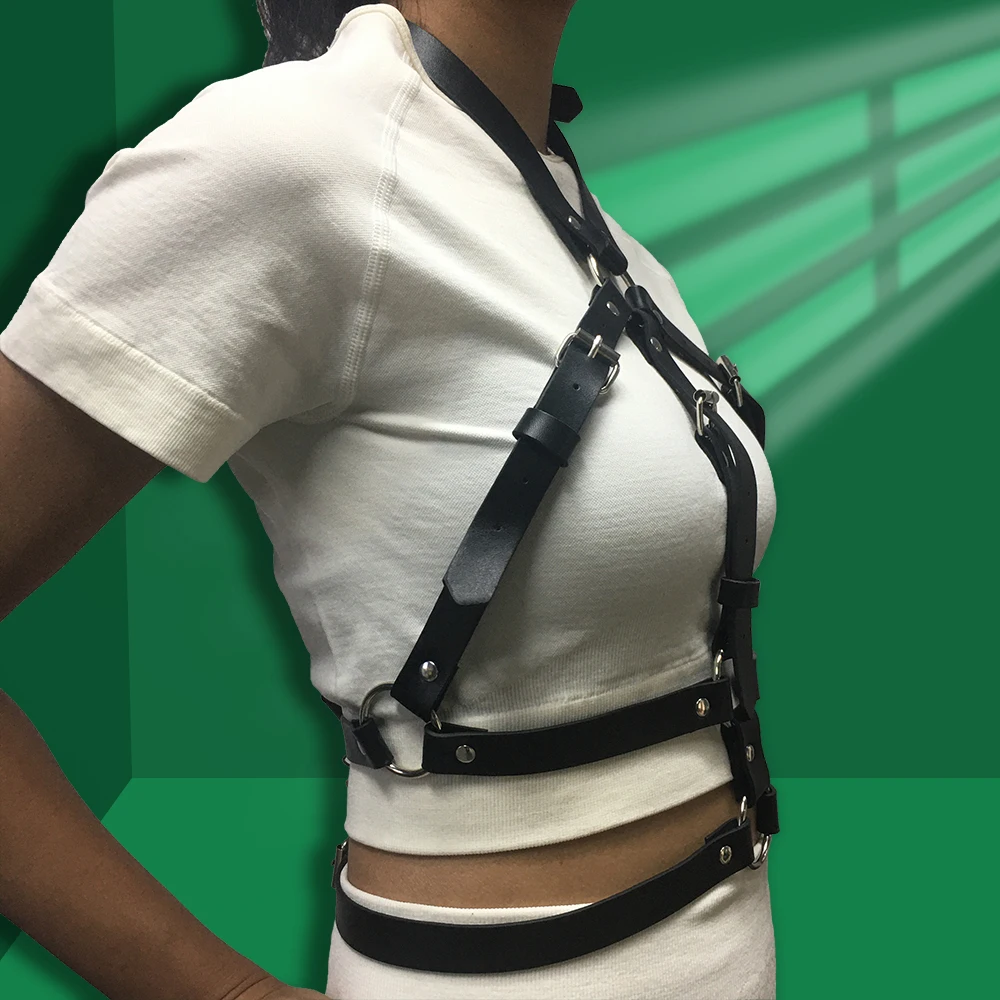 BAFEI Handmade Chest Cage Leather Harness Women Sexy Body Bondage Lingerie Erotic Gothic Garter Belt Fetish Hot Goth Crop Top