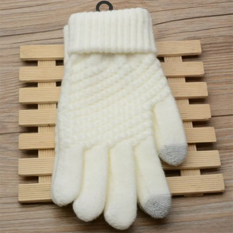 

Goocheer New Arrival Winter Unisex Men Women Knitted Touch screen Full Finger Winter Gloves Soft Warm Mitten