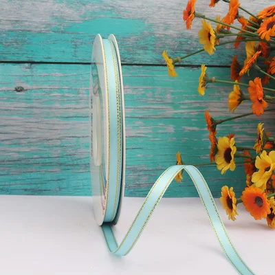 6mm Double Face Golden Edge Satin Red Ribbon for Preserved Fresh Flower Ball Gifts Decoration Party DIY Fabric Christmas Pack | Дом и сад