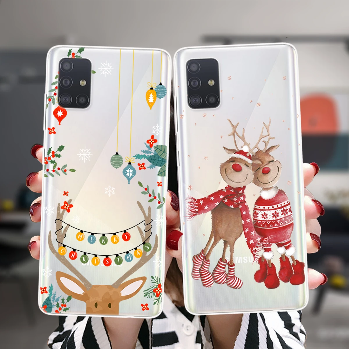 

New Year Merry Christmas Silicone Case For Samsung A52 A72 A51 A71 A50 A70 A02 A12 A42 A32 A31 A21S A41 A20 A30 A40 A11 Cover