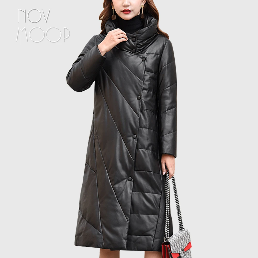 Novmoop женская зимняя куртка выше колена в повседневном стиле черный цвет Новая