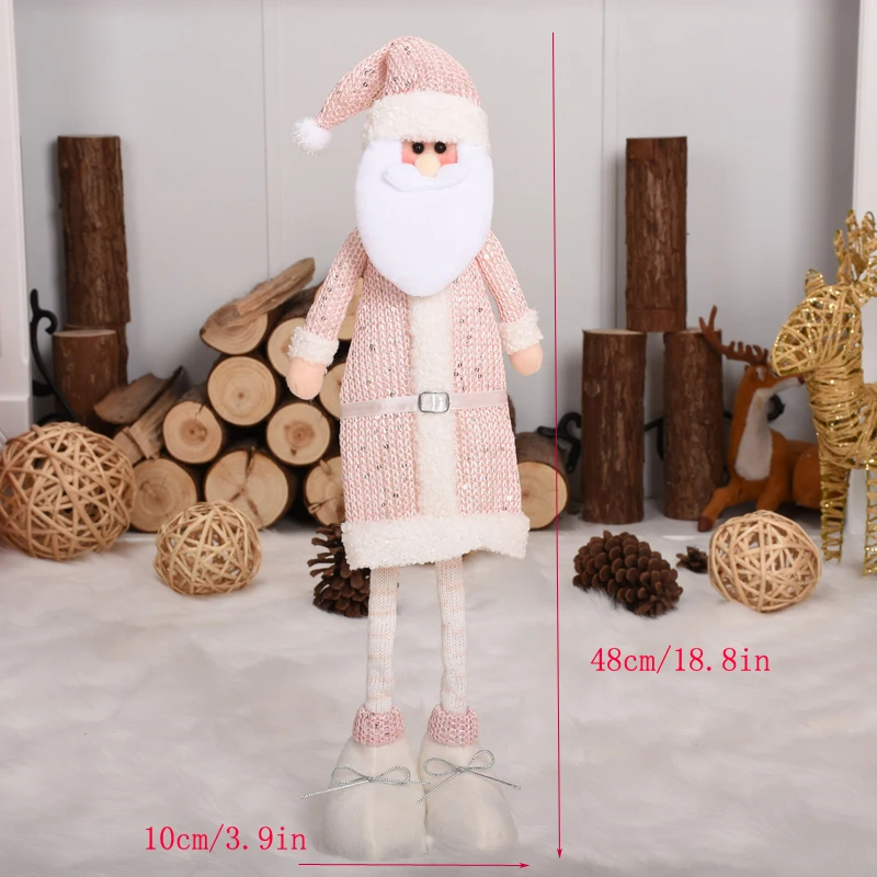 

Pink Blue Toys Christmas Tree Decorations Shining Christmas Figures Dolls Santa Claus Snowman Christmas Decorations For Home