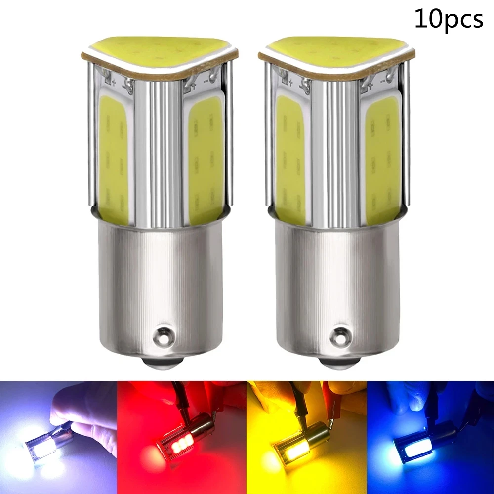 

10pcs1156 LED P21W BA15S 4 COB Car Turn Signal Light Tail Brake Bulb 12V 1157 BAY15D P21/5W Auto Parking Backup Reverse Bulb 12v