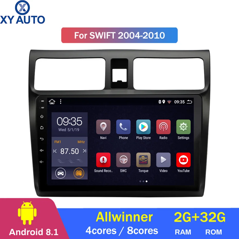 Мультисенсорный экран 10 1 дюйма 2.5D IPS HD Android 8 2 Гб ОЗУ 32 ПЗУ NAVI для Suzuki Swift 2004 2010 с