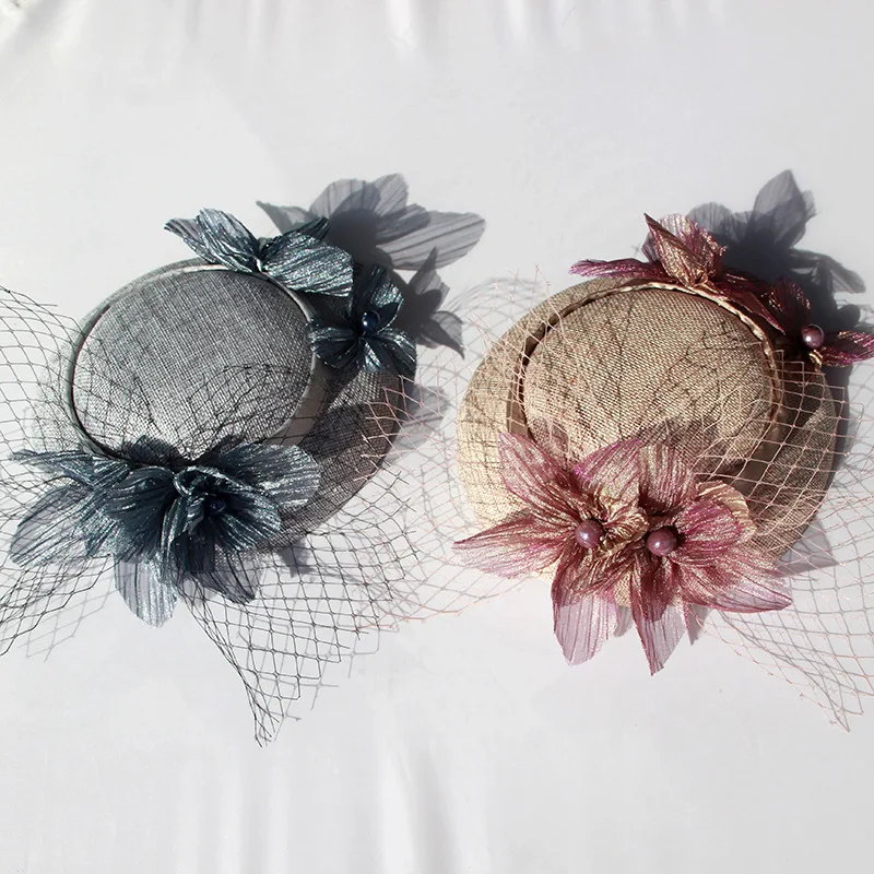 

Шляпка с цветком ручной работы, корейский стиль, зажим для волос для церкви, вечевечерние НКИ, свадьбы