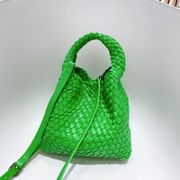 soft pu woven bucket bags for women handbag luxury braid crossbody bag designer composited bag shoulder bags ladies tote purse