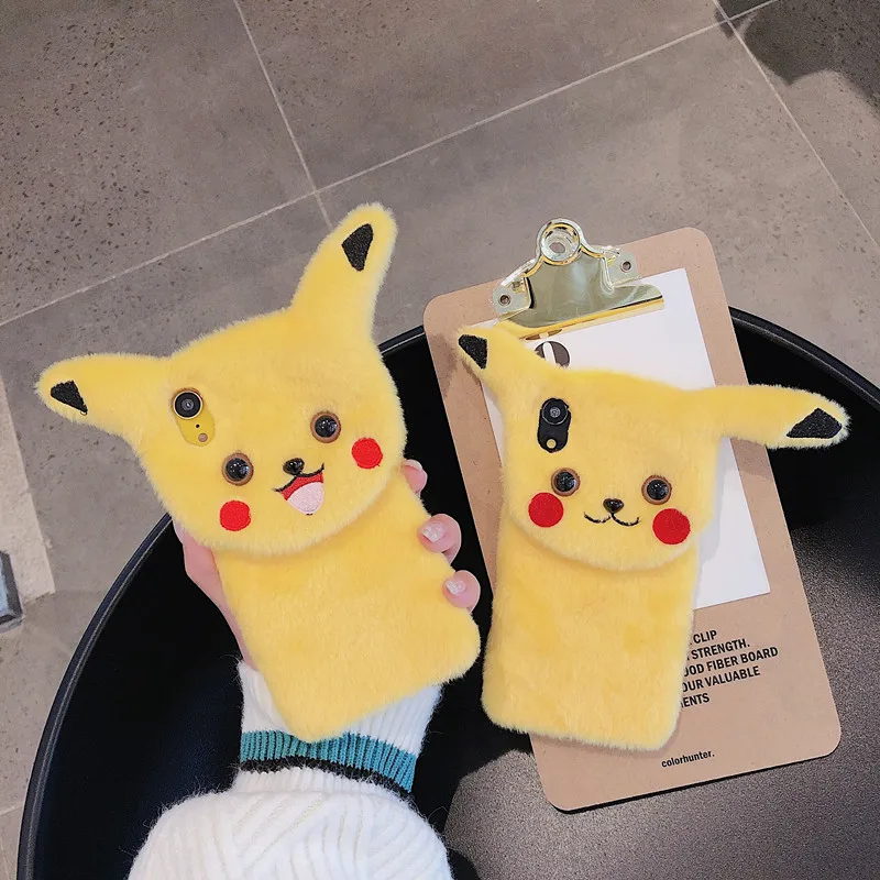 Kawaii аниме плюшевая pikachue панели телефона с рисунком силиконовый чехол для iphone X XS