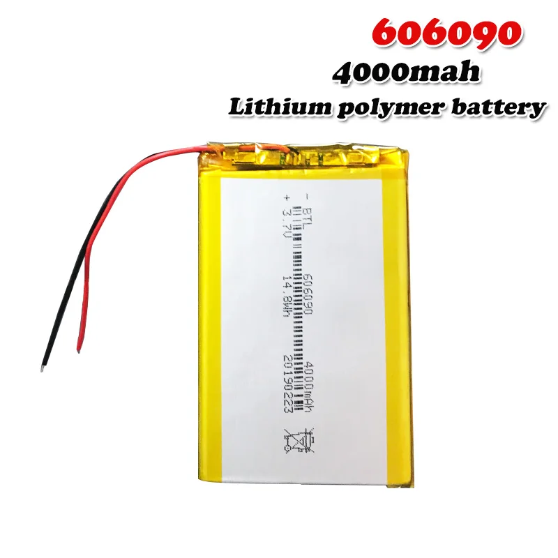 3,7 v 4000mAh 606090 перезаряжаемая Lipo батарея для gps MP4 камеры power Bank планшет электрические игрушки PAD DVD литий-полимерная батарея