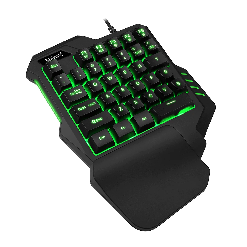 

One Handed Keyboard with Wrist Rest Support Wired 35-key Keyboard RGB Backlit Keyboard 15-key Rollover/Macro Recording Keys