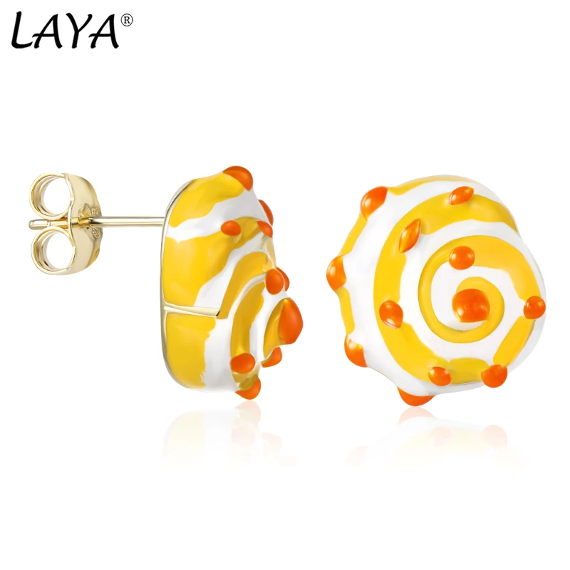 

925 Sterling Silver Fashion New Style Snail Colorful Enamel Stud Earrings For Women's Wedding Party High Quality Luxury Jewelry